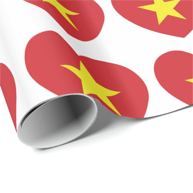 Vietnam Heart Flag Wrapping Paper (Roll Corner)