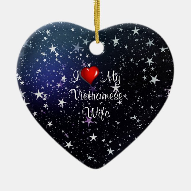 Vietnam: I Love My Vietnamese Wife Ceramic Tree Decoration (Front)