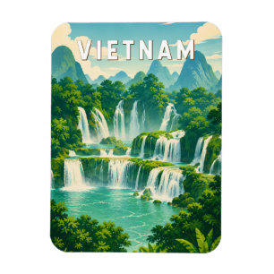 Vietnam Illustration Travel Art Vintage Magnet