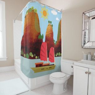 Vietnam landscape shower curtain