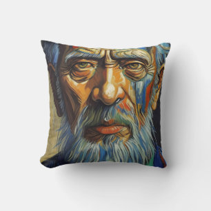 Vietnam Old Man Portrait Painting Cushion