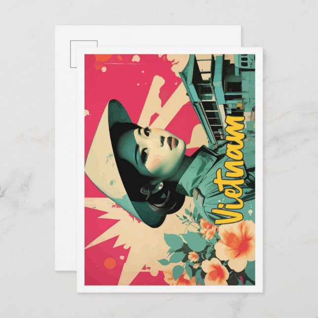 Vietnam Pop Art Travel Illustration Postcard (Front/Back)