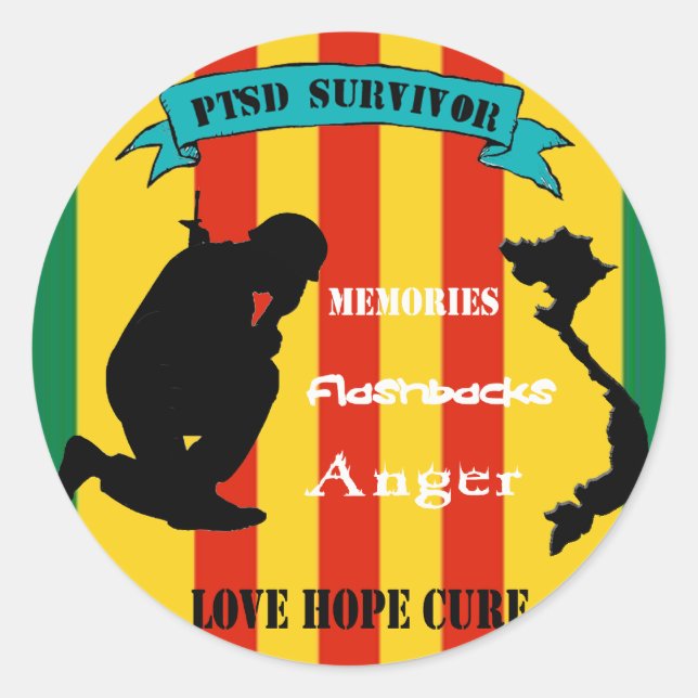 Vietnam PTSD Survivor Stickers (Front)