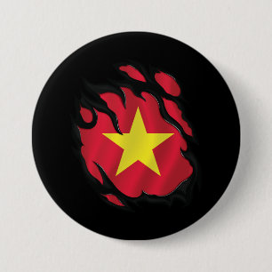 Vietnam Ripped Flag 7.5 Cm Round Badge