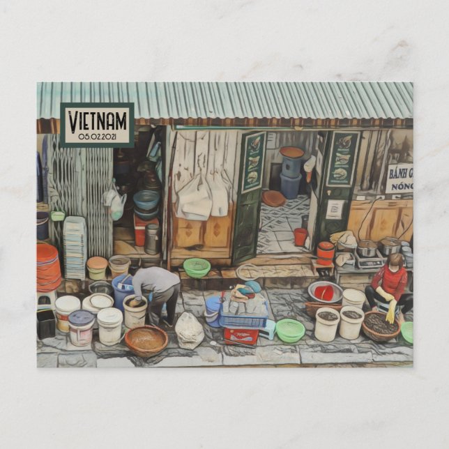 Vietnam Street Life, Customisable Date Postcard (Front)