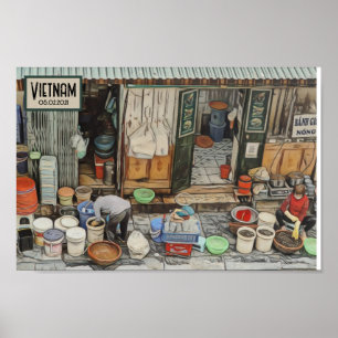 Vietnam Street Life, Customisable Travel Date Poster