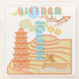 Vietnam Travel Art Glass Coaster