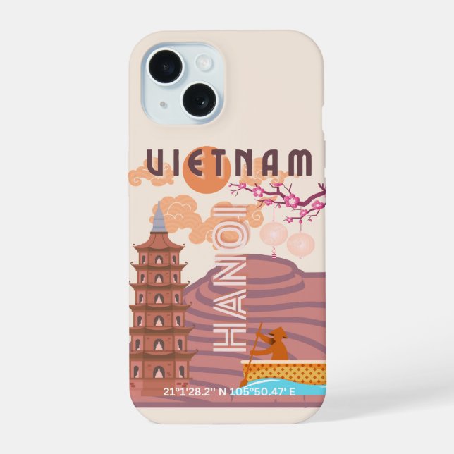 Vietnam Travel Art iPhone 15 Case (Back)