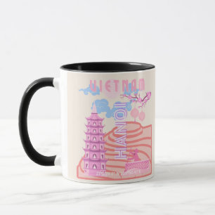 Vietnam Travel Art, Pink Mug