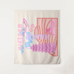 Vietnam Travel Art, Pink Tapestry