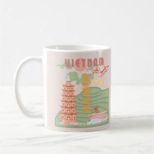 Vietnam Travel Art, Vintage Coffee Mug