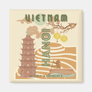 Vietnam Travel Art, Vintage Magnet