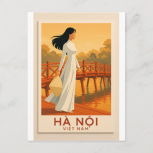 Vietnam Travel – Vietnamese Girl in White Dress Postcard