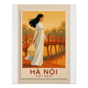 Vietnam Travel  – Vietnamese Girl in White Dress Poster