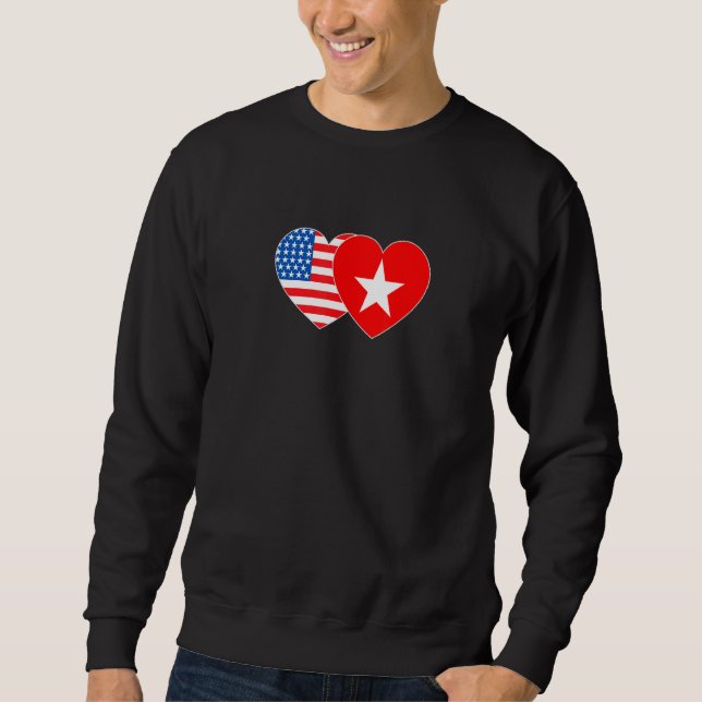 Vietnam&USA Flag Twin Heart for Vietnamian America Sweatshirt (Front)