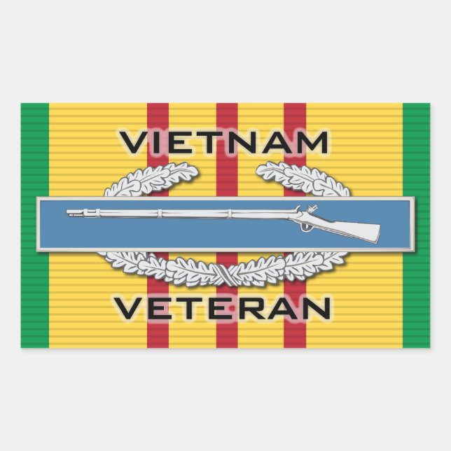 Vietnam Vet CIB Rectangular Sticker (Front)