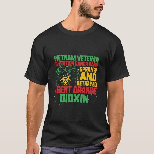 Vietnam Veteran And Orange Agent Survivor Veterans T-Shirt (Front)