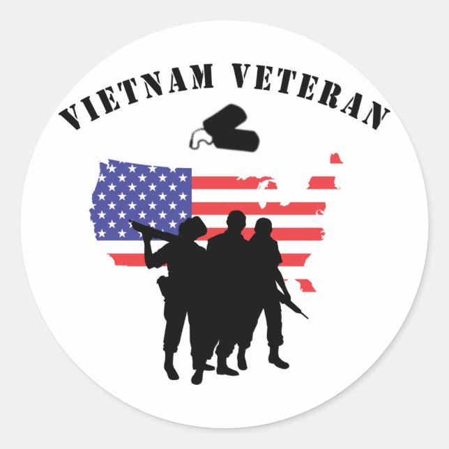 Vietnam Veteran Classic Round Sticker (Front)