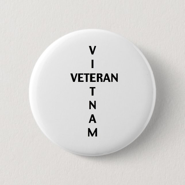 Vietnam Veteran Cross (Button) 6 Cm Round Badge (Front)
