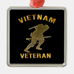 VIETNAM VETERAN SOLDIER IN GOLD METAL TREE DECORATION