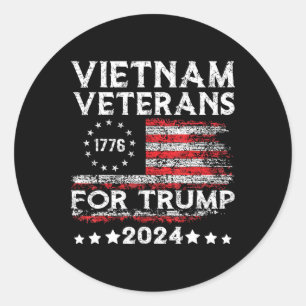 Vietnam Veterans For Trump 2025 American Flag 4th Classic Round Sticker