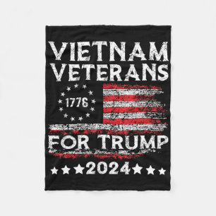 Vietnam Veterans For Trump 2025 American Flag 4th  Fleece Blanket
