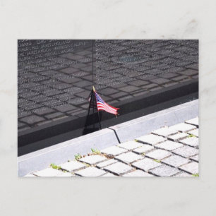 Vietnam Veterans Memorial Wall with American Flag Postcard