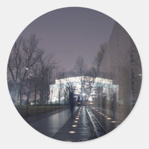 Vietnam Veterans Memorial with Lincoln Memorial Classic Round Sticker