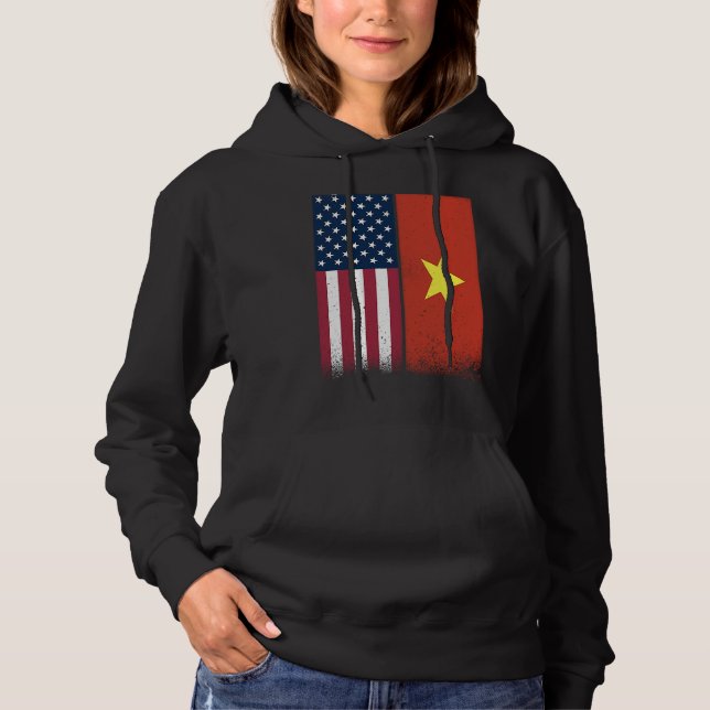 Vietnam  Vietnamese American Flags Proud USA Vietn Hoodie (Front)