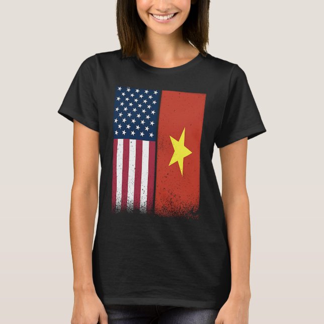 Vietnam  Vietnamese American Flags Proud USA Vietn T-Shirt (Front)