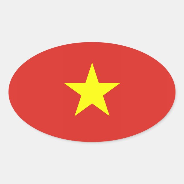 Vietnam – Vietnamese Flag Oval Sticker (Front)