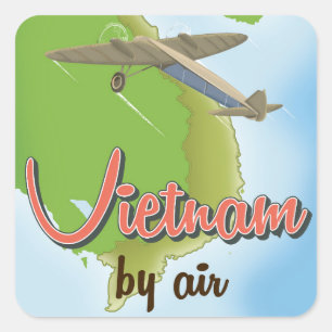 Vietnam vintage travel poster square sticker