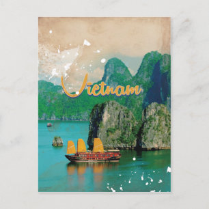 Vietnam vintage vacation poster postcard