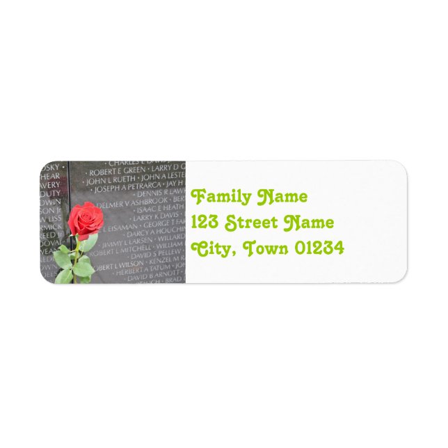 Vietnam Wall Memorial Return Address Label (Front)