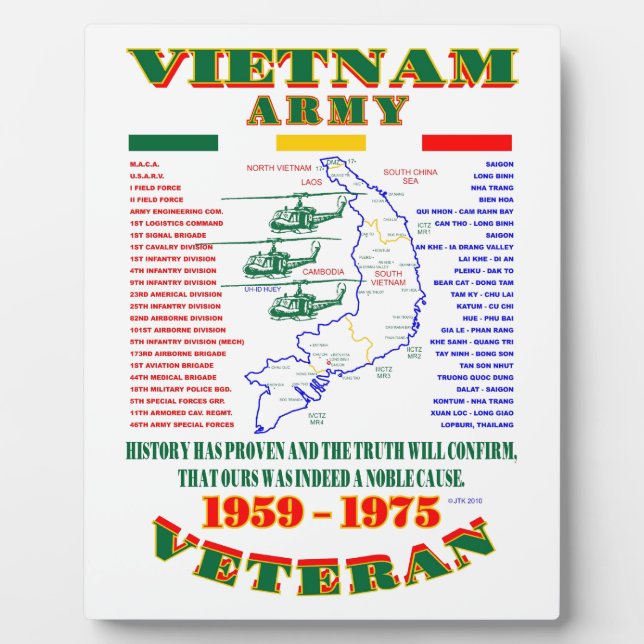 VIETNAM WAR. AMERICAN ARMY VETERAN PLAQUE (Front)