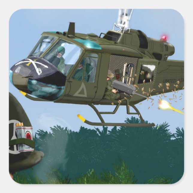 Vietnam War Bell Huey. Square Sticker (Front)