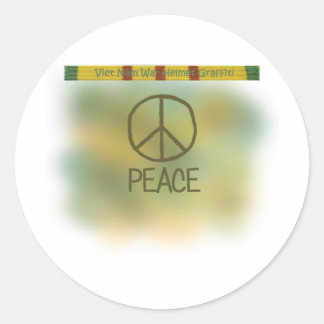 Vietnam war helmet graffiti classic round sticker