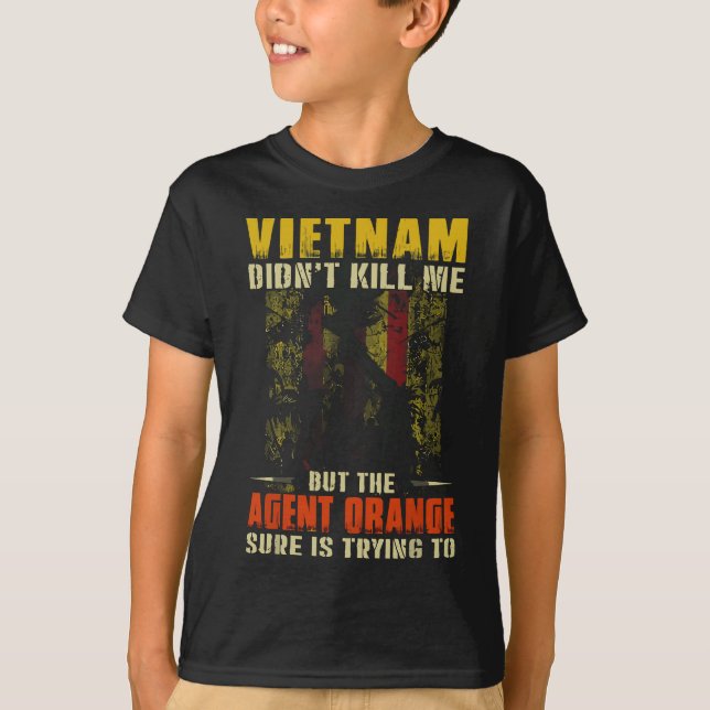 Vietnam War Orange Agent Military Victims Retired  T-Shirt (Front)