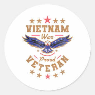 Vietnam War Proud Veteran, Veterans Day  Classic Round Sticker