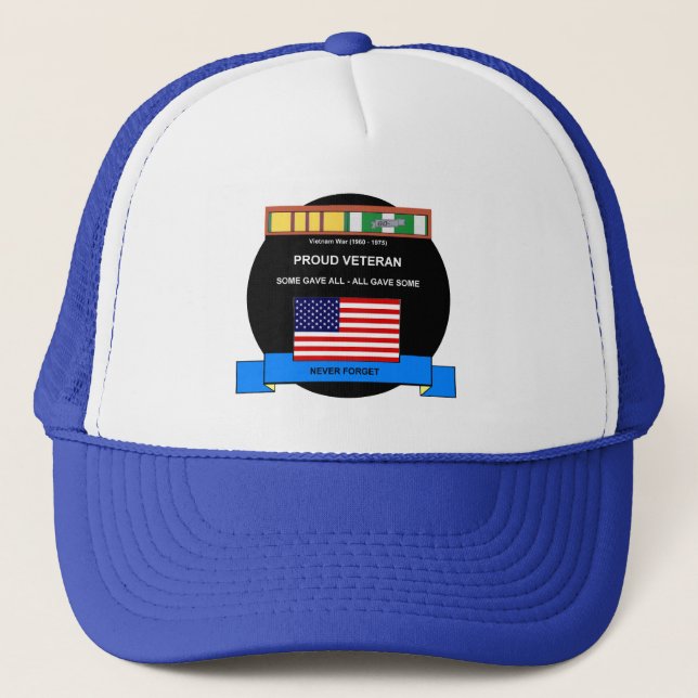 Vietnam War Veteran - Never Forget Trucker Hat (Front)
