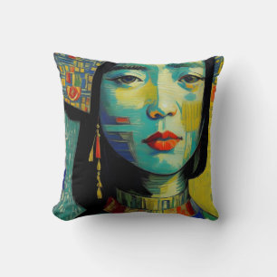 Vietnam Woman Portrait Painting Cushion