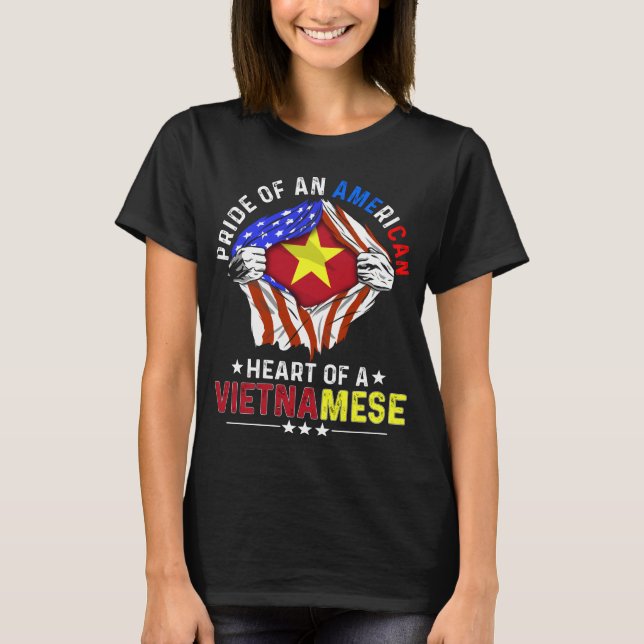 Vietnamese American Foreign Vietnam Flag T-Shirt (Front)