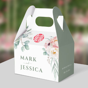 Vietnamese Double Happiness Peonies Wedding Favour Box