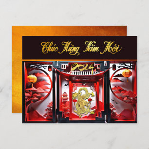 Vietnamese Dragon New Year 2024 Origami HPc Postcard