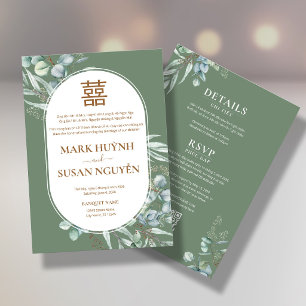 Vietnamese Eucalyptus Song Hy Wedding Invitation