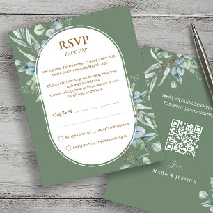 Vietnamese Eucalyptus Song Hy Wedding RSVP Card