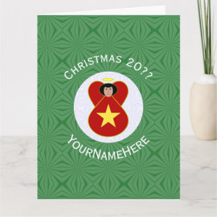 Vietnamese Flag Angel Christmas Personalised Card
