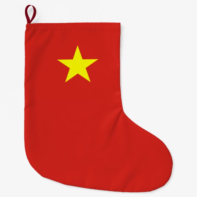 Vietnamese Flag (Vietnam) Large Christmas Stocking (Front)
