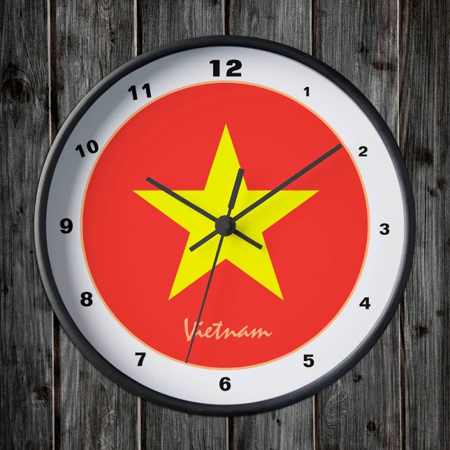 Vietnamese Flag, Vietnam trendy Home /design Round Clock (Creator Uploaded)