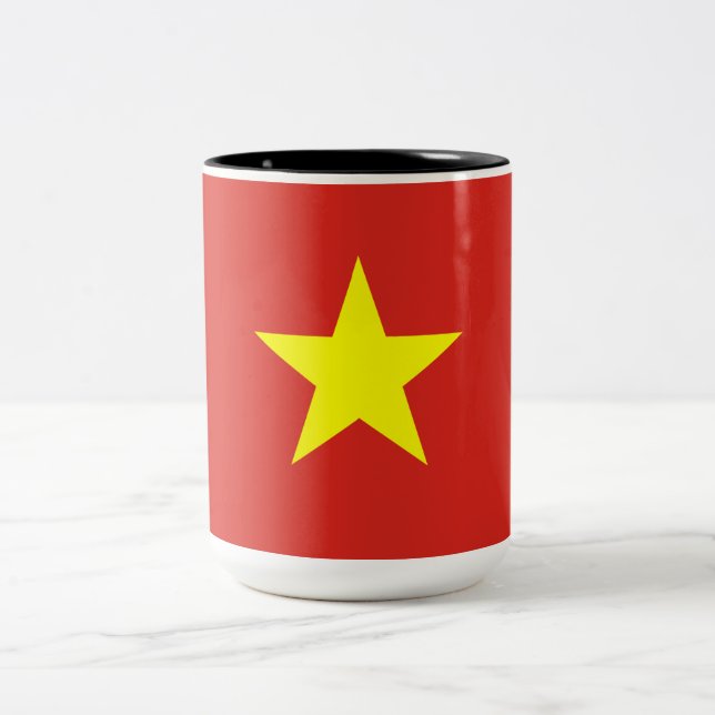 Vietnamese Flag (Vietnam) Two-Tone Coffee Mug (Center)